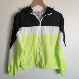 F21 Neon Colorblock Hooded Active Track Jacket
